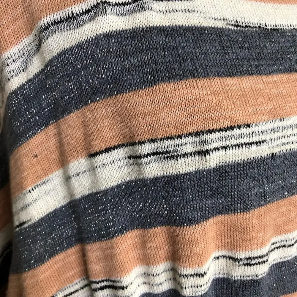 Free People Horizon‎ white blue orange mixed stripe belted knit dress size Small